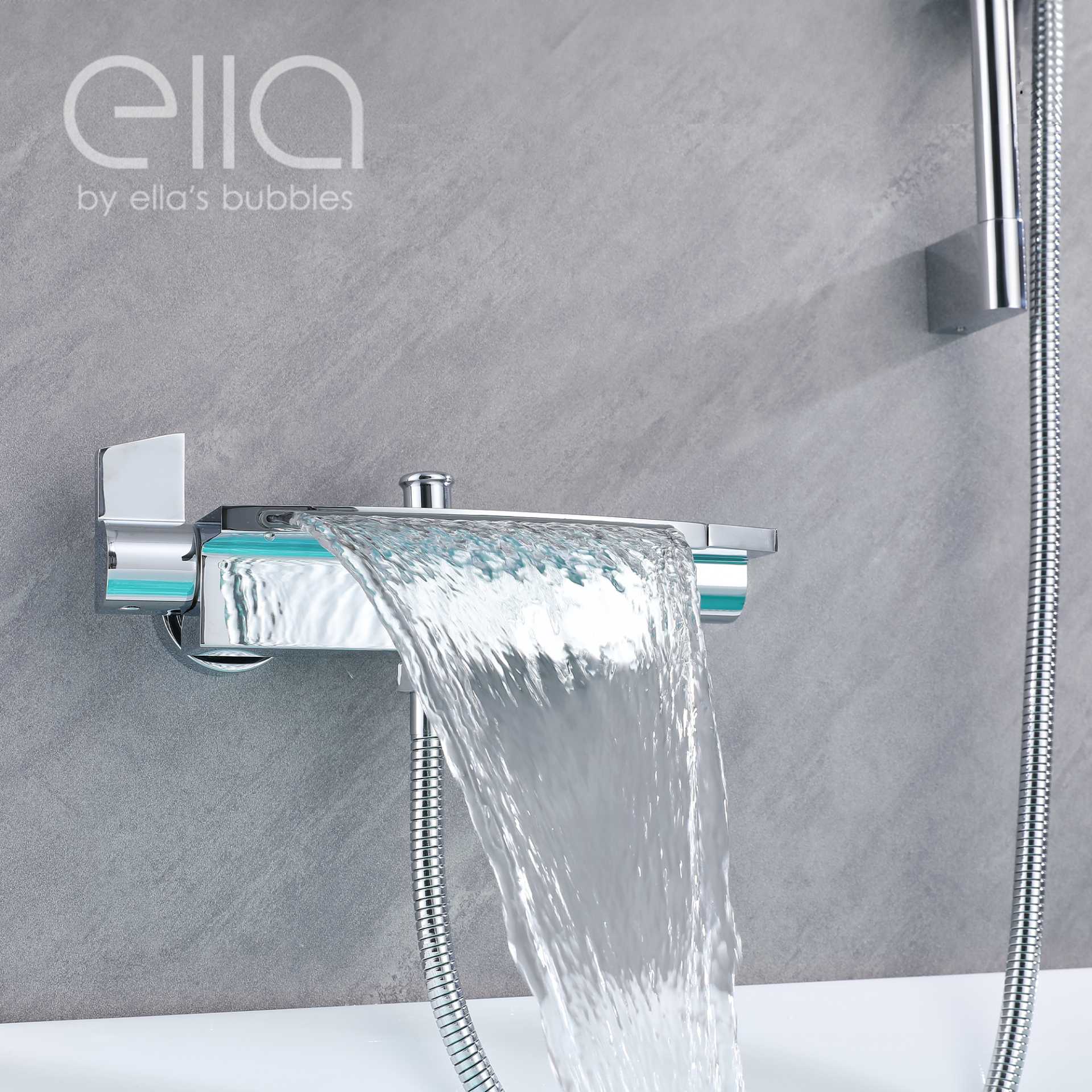 Grifo de Bañera en Cascada de Montaje en Pared con Deslizador de 24" y Ducha Manual - DT9A6019 | Grifo de Bañera en Cascada de Montaje en Pared con Deslizador de 24" y Ducha Manual - DT9A6019 |