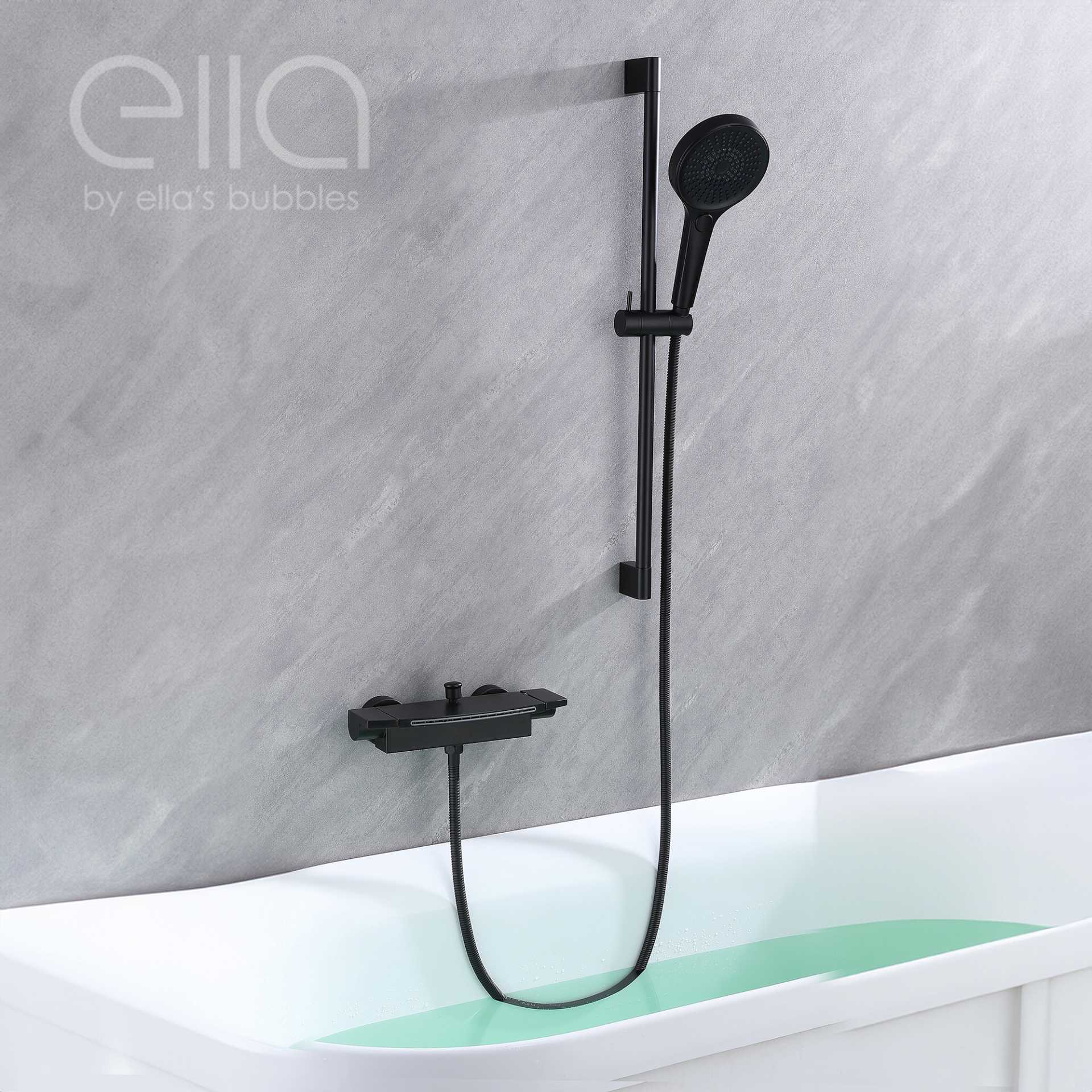 Grifo de Bañera en Cascada de Montaje en Pared con Deslizador de 24" y Ducha Manual - DT9A6076 | Grifo de Bañera en Cascada de Montaje en Pared con Deslizador de 24" y Ducha Manual - DT9A6076 |