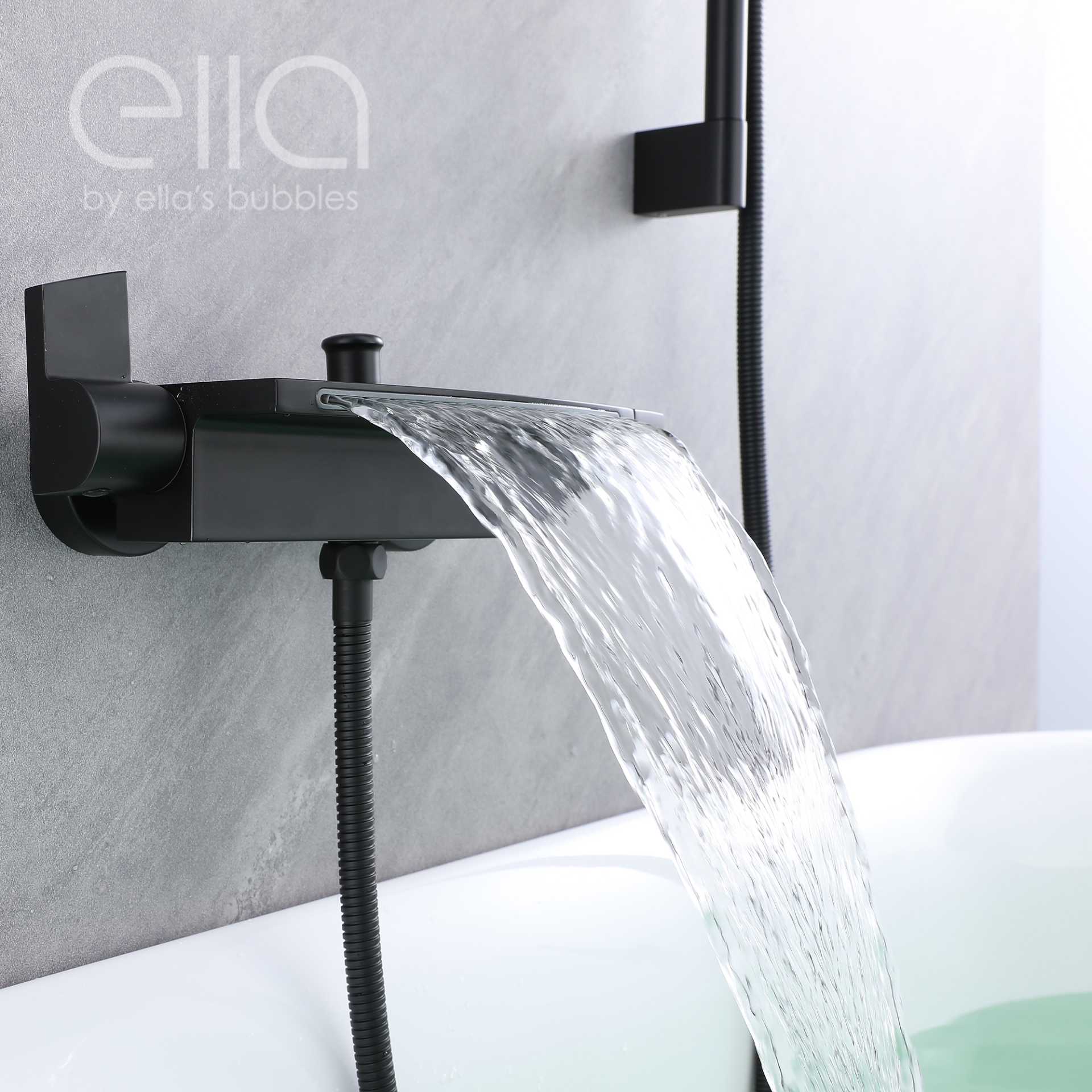 Grifo de Bañera en Cascada de Montaje en Pared con Deslizador de 24" y Ducha Manual - DT9A6089 | Grifo de Bañera en Cascada de Montaje en Pared con Deslizador de 24" y Ducha Manual - DT9A6089 |