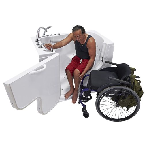 Transfer60 Bañera acrílica con puerta hacia afuera accesible en silla de ruedas - 30″A X 60″L (76cm X 152cm)