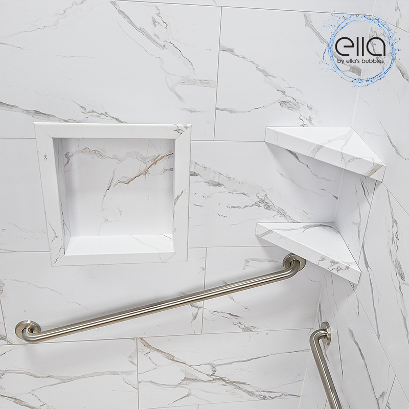 Baldosa machihembrada de PVC Carrara de 25"x15" - shower bases bathtubs gallery 3 |