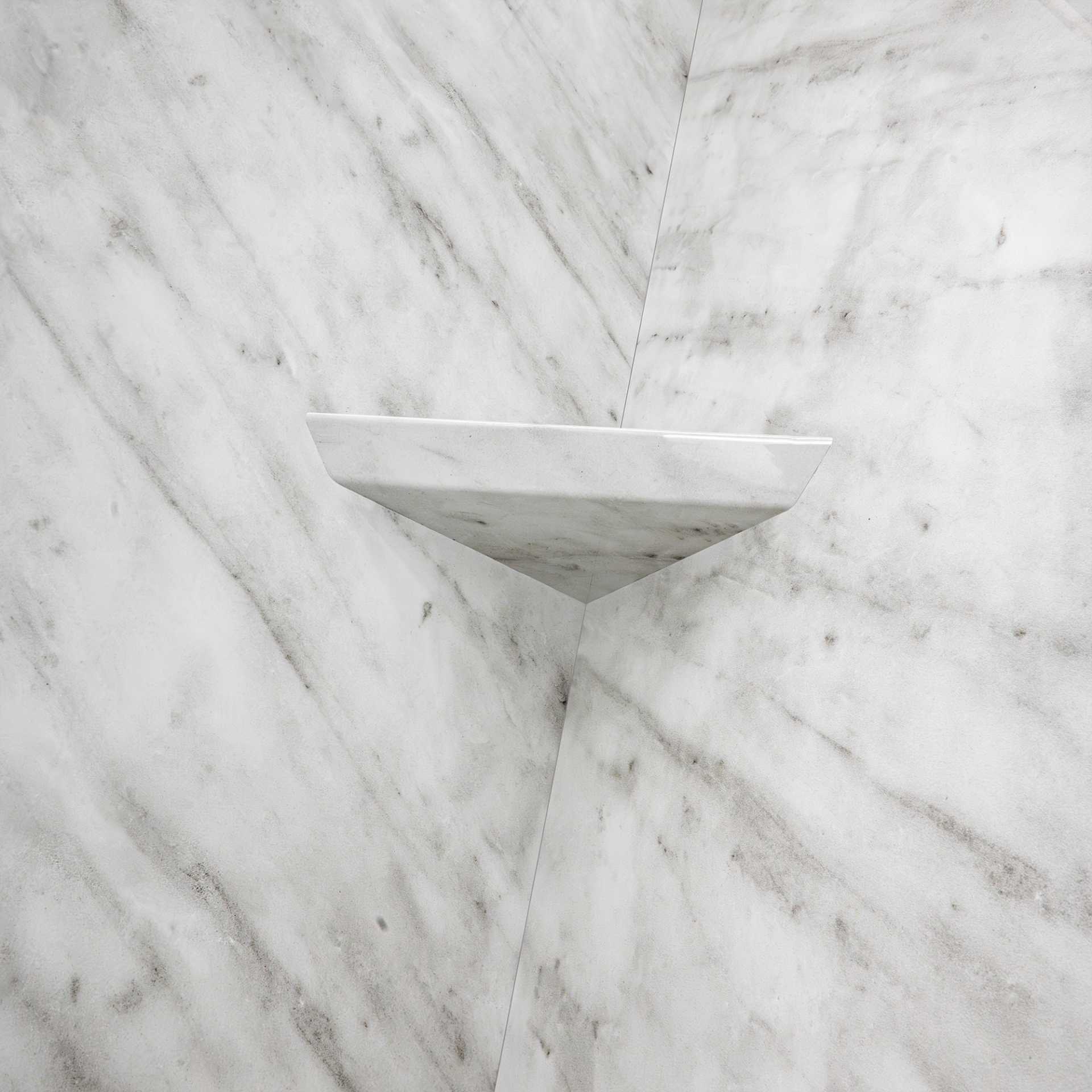 Mármol de Carrara, kit de ducha acrílico de 3 paneles 40″ x 60″ x 98″ - carrara marble corner shelf shampoo soap dish bathroom |