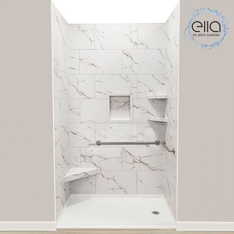 Baldosa machihembrada de PVC Carrara de 25"x15" - shower bases bathtubs gallery 8 |