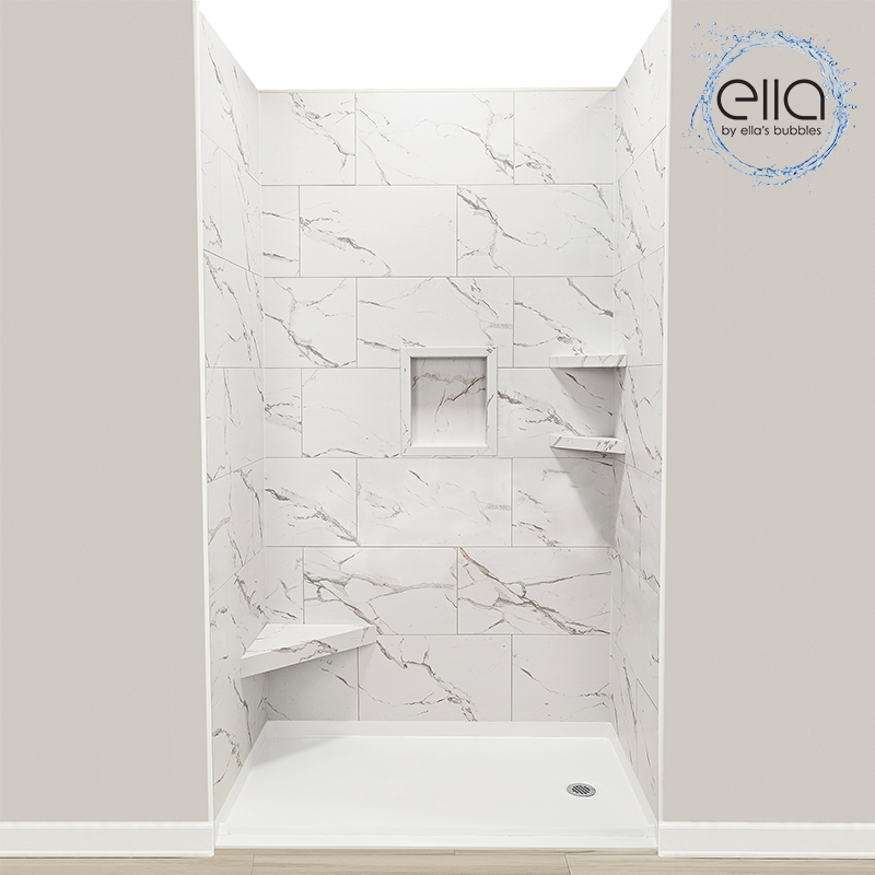 Baldosa machihembrada de PVC Carrara de 25"x15" - shower bases bathtubs gallery 1 |