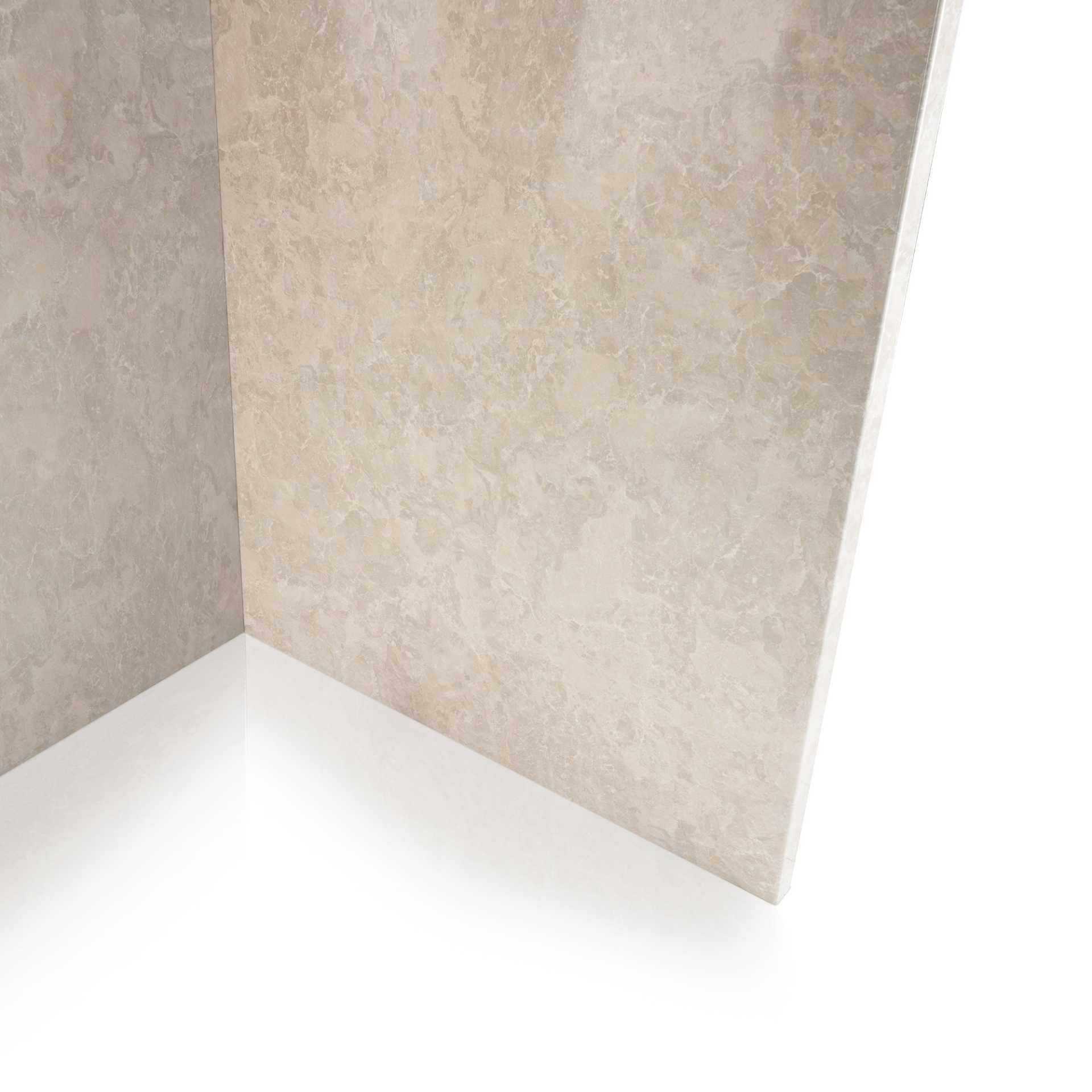 Piedra arenisca, Kit de ducha acrílico de 3 paneles 40″ x 60″ x 98″ para pared envolvente - sandstone acrylic panel shower wall kit bend corner |