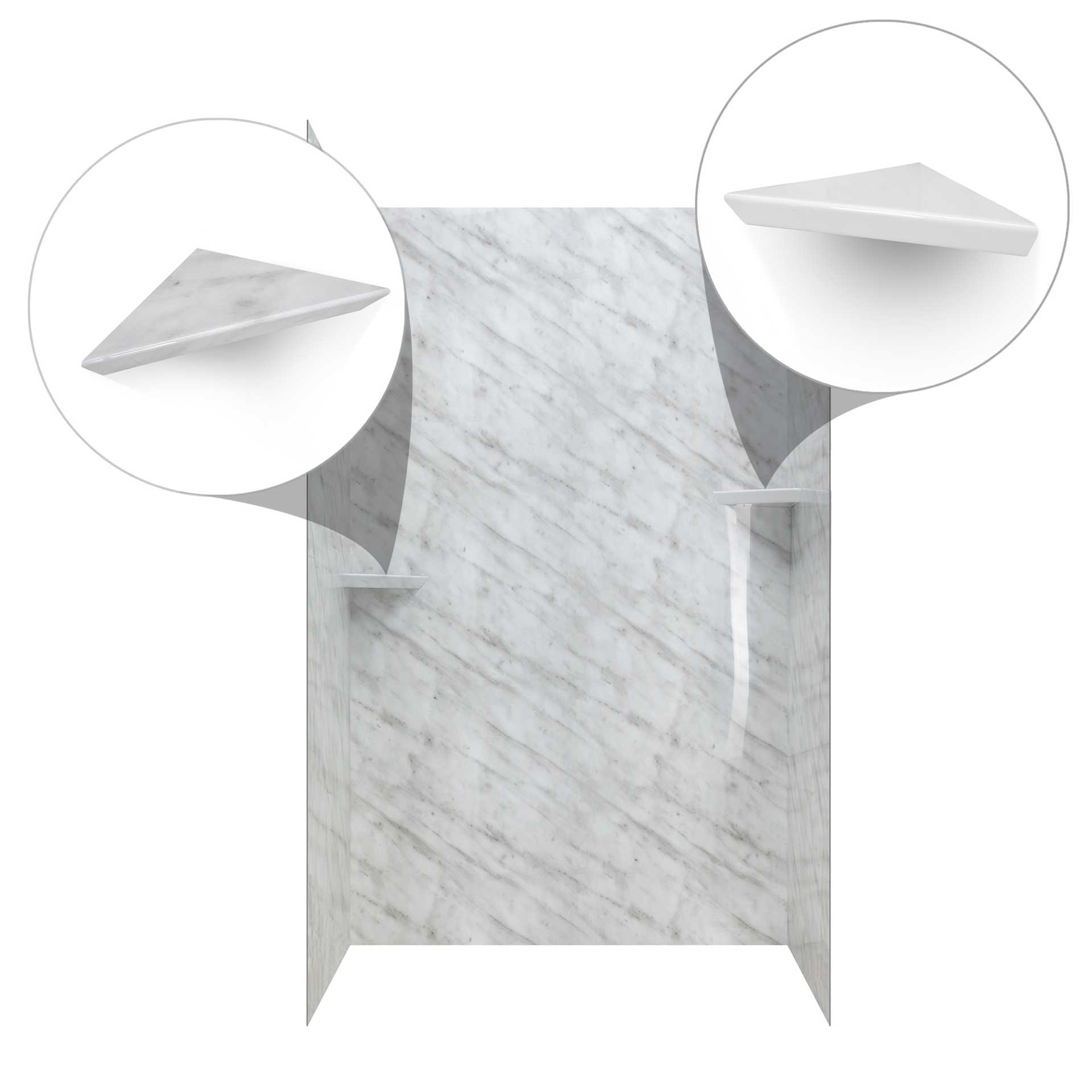 Mármol de Carrara, kit de ducha acrílico de 3 paneles 40″ x 60″ x 98″ - carrara marble acrylic 3 panel shower wall kit surround accessories |