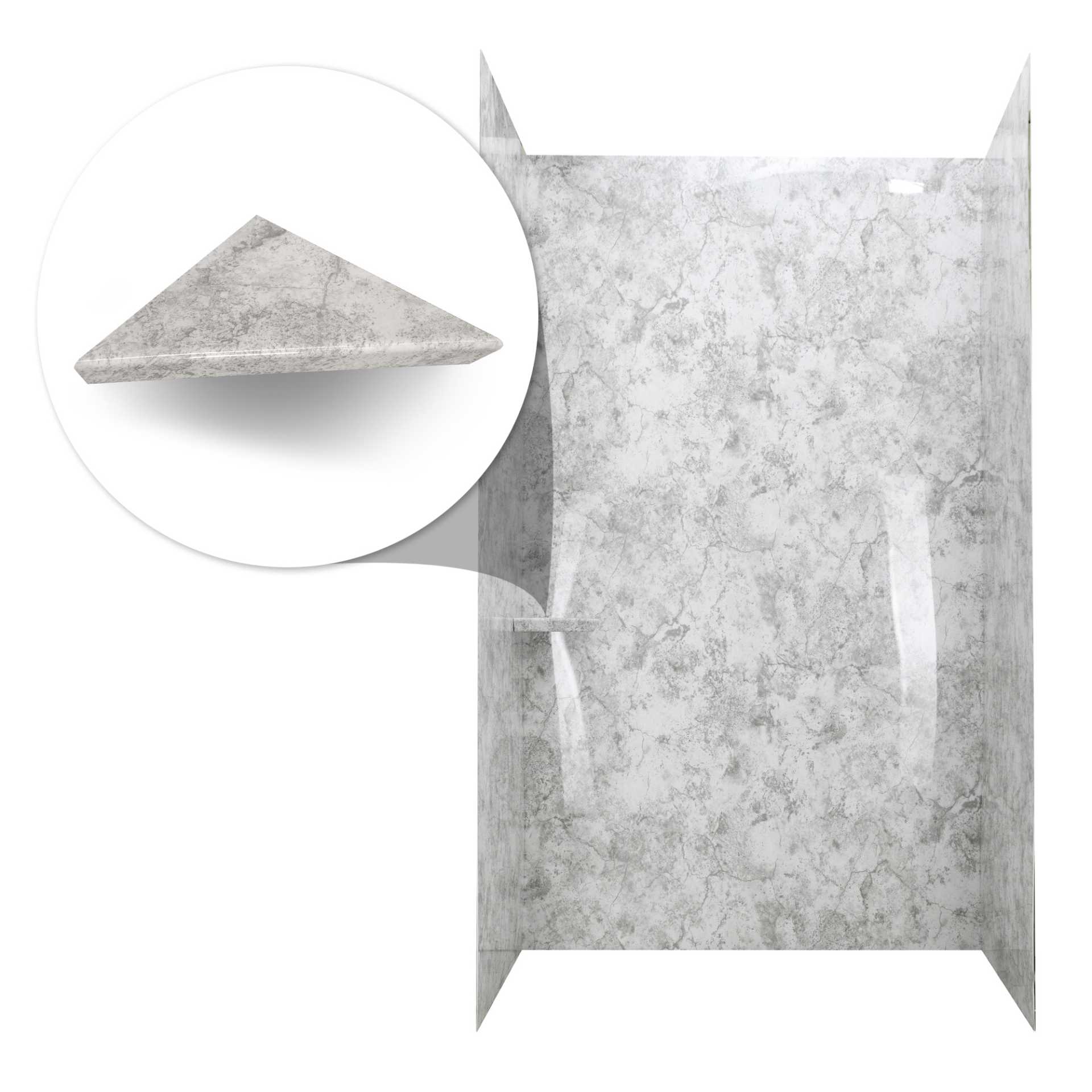 Piedra caliza, acrílico Kit de 3 paneles para pared de ducha Surround 40″ x 60″ x 105″ - limestone acrylic panel shower shelf 2 |