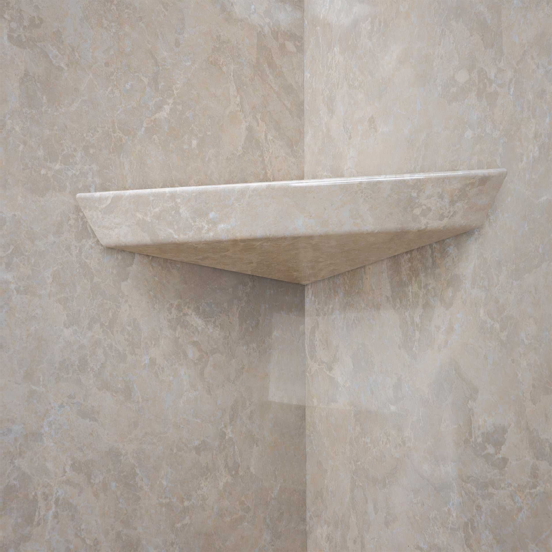 Piedra arenisca, Kit de ducha acrílico de 3 paneles 40″ x 60″ x 98″ para pared envolvente - sanstone corner acrylic shower shelves bathroom |