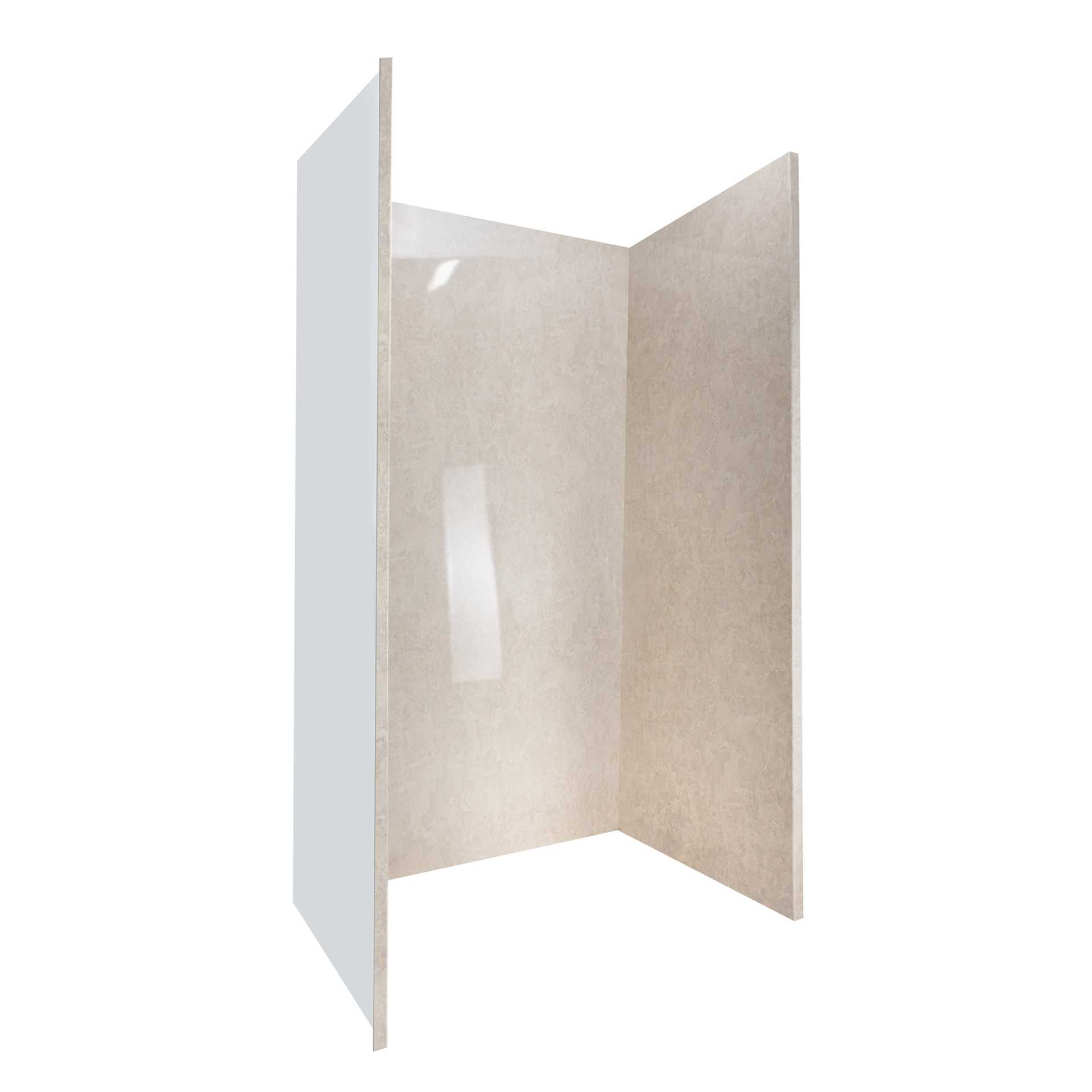 Piedra arenisca, Kit de ducha acrílico de 3 paneles 40″ x 60″ x 98″ para pared envolvente - sandstone acrylic panel shower wall side bend |